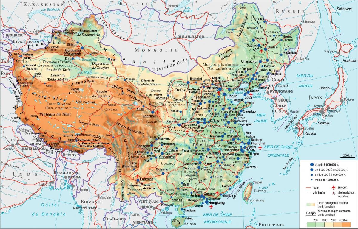 Bergen in China kaart