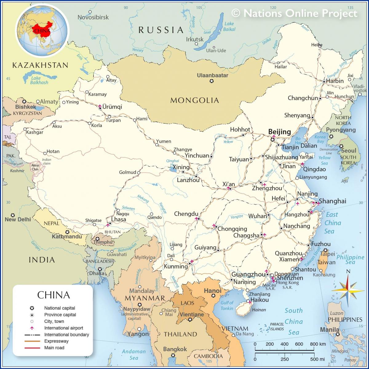 Kaart van het land China