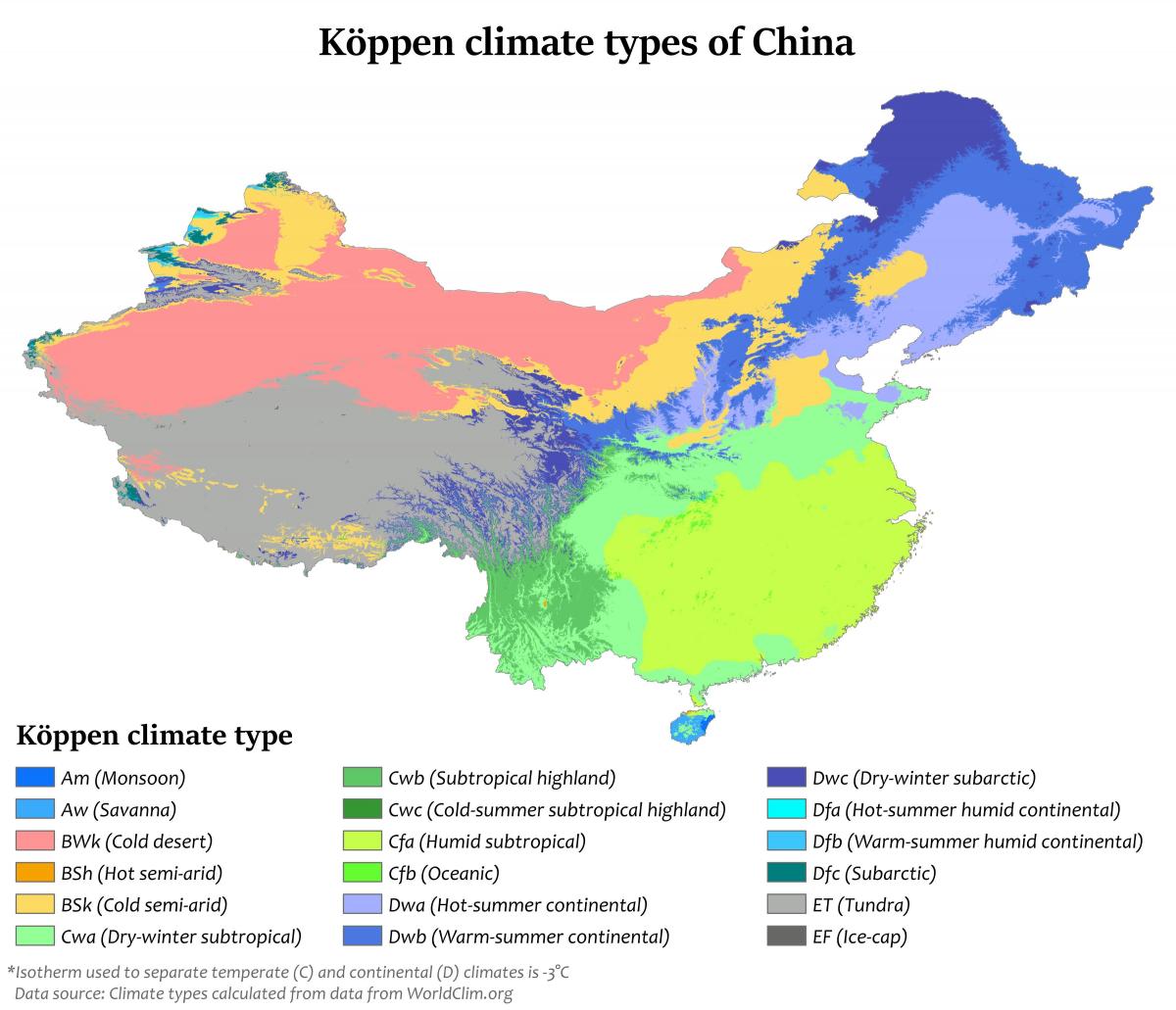 China-temperatuurkaart