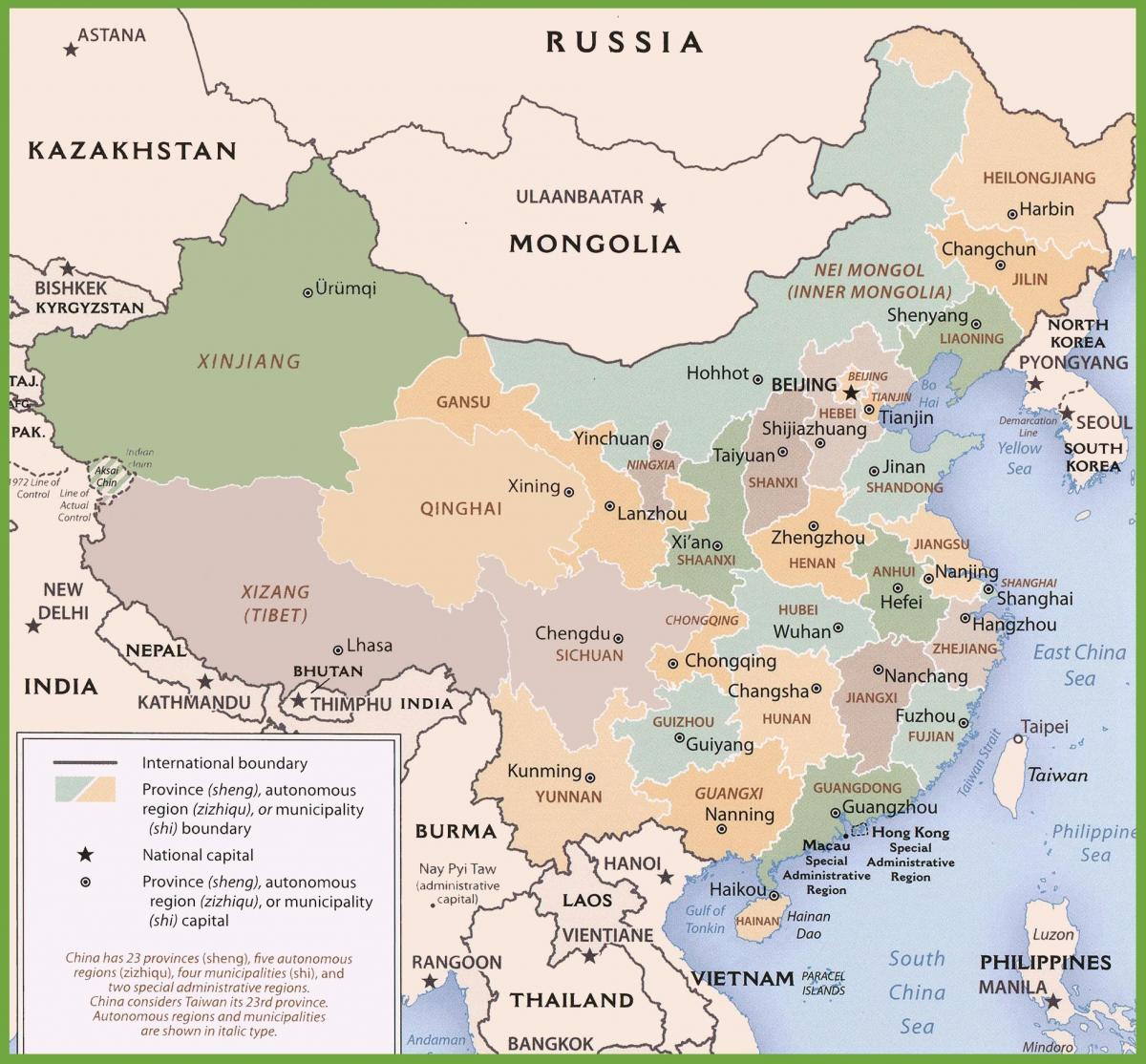 China op een kaart
