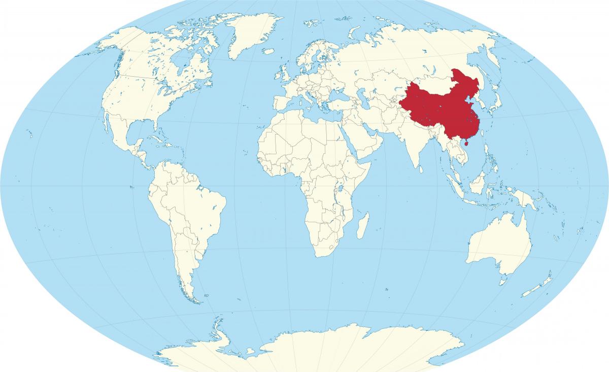 China locatie op de wereldkaart